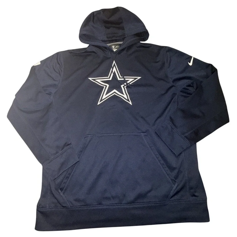 Nike Dri-Fit NFL On Field Apparel Dallas Cowboy Long Sleeve Hoodie Blue XL